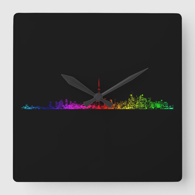 Toronto Rainbow Square Wall Clock (Front)