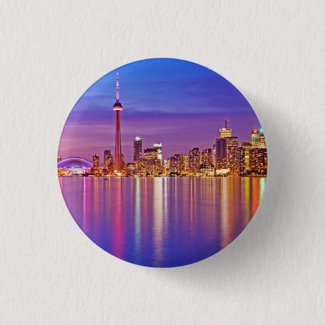 Toronto Skyline at Dusk Button (Front)