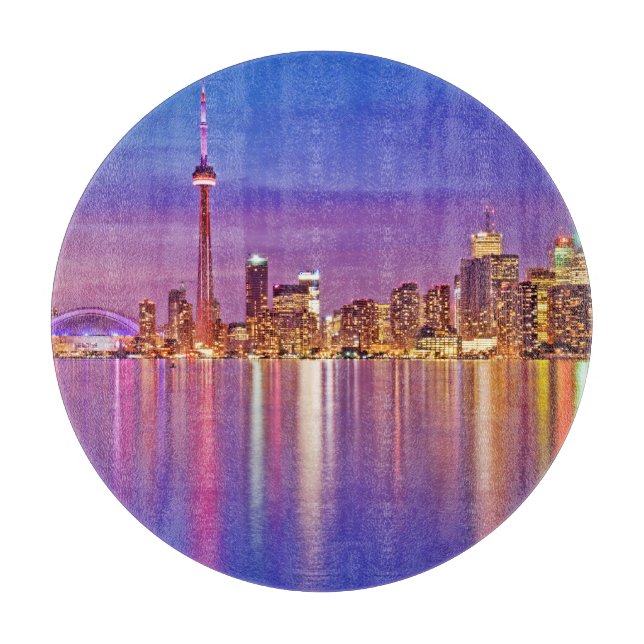 Toronto Skyline at Dusk Cutting Board (Front)