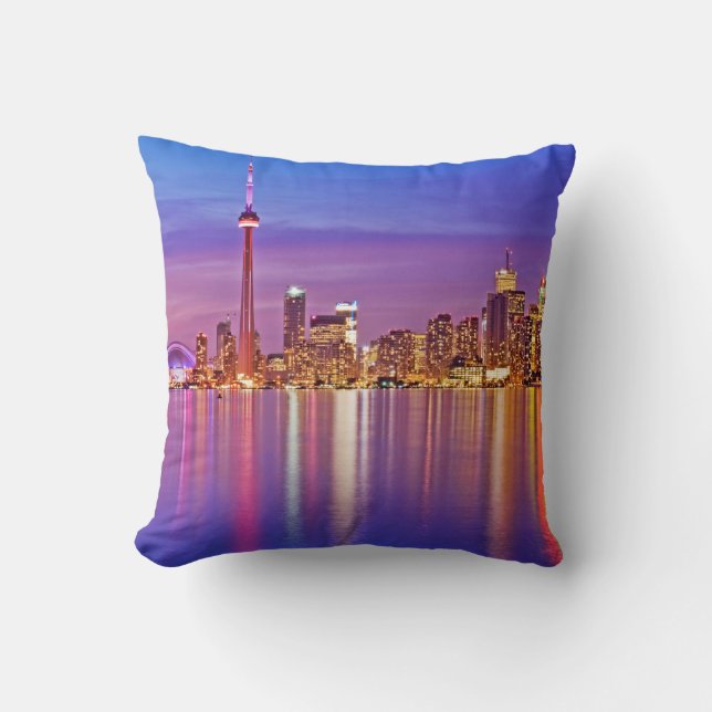 Toronto Skyline at Dusk Throw Pillow (Front)