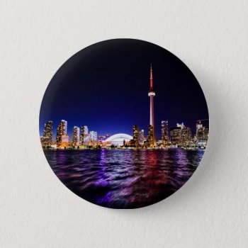 Toronto Skyline At Night Pinback Button by Theraven14 at Zazzle