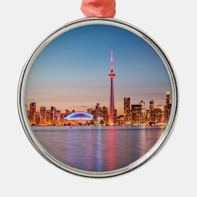 Toronto Skyline at Sunset Metal Ornament (Front)