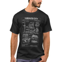 Toronto Skyline Blueprint Illustration T-Shirt