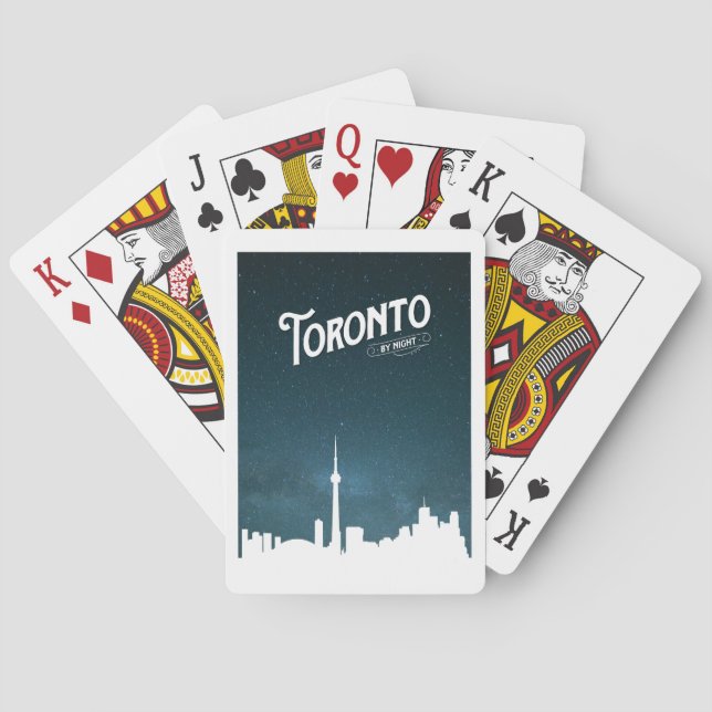 Toronto skyline by night at CN Tower Poker Cards (Back)