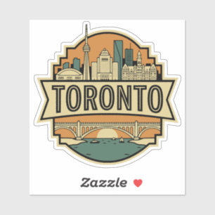 Toronto Skyline Canada Vintage Travel Badge Sticker
