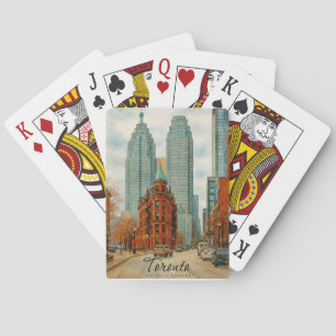 Toronto Skyline Canada Vintage Watercolor Poker Cards