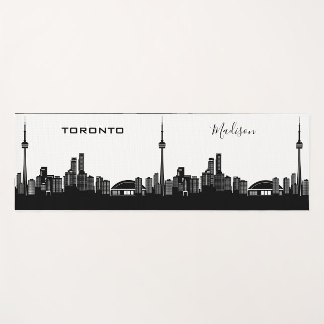 Toronto Skyline custom name / text yoga mat (Front (Horizontal))