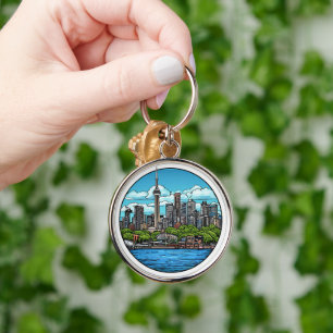 Toronto Skyline Featuring CN Tower Keychain