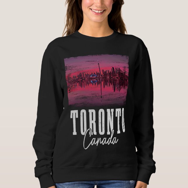 Toronto Skyline Ontario Canada Maple Leaf Canadian Sweatshirt (Front)