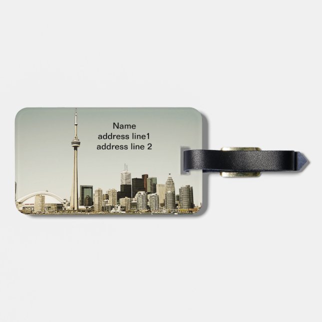 toronto skyline travel luggage tag (Back Horizontal)