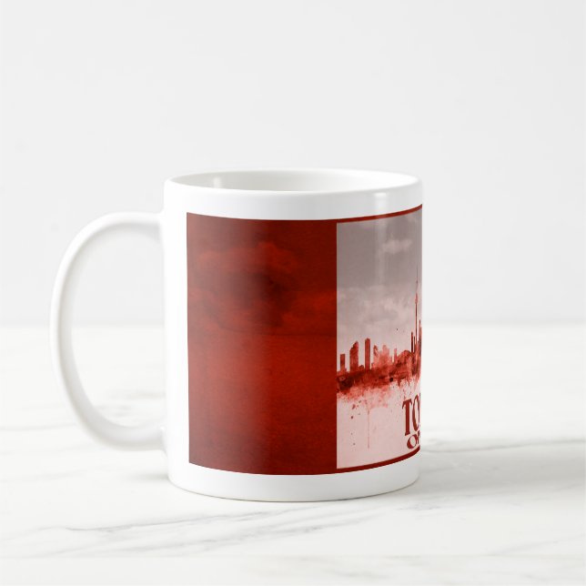 Toronto skyline with red grunge coffee mug (Left)
