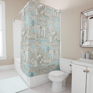 Toronto toile barkchip light blue shower curtain
