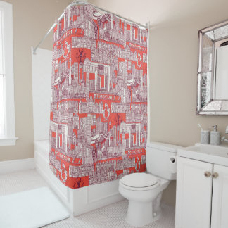 Toronto toile claret red shower curtain