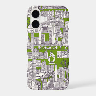 Toronto toile mulberry olive green iPhone 17 case