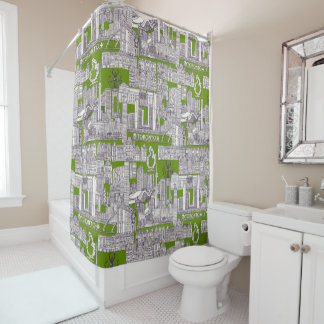 Toronto toile mulberry olive green shower curtain