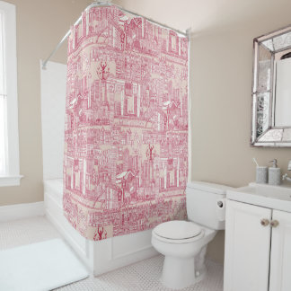 Toronto toile viva magenta peach dust shower curtain