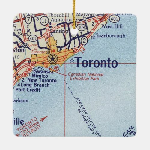 Toronto Vintage Map Ceramic Ornament