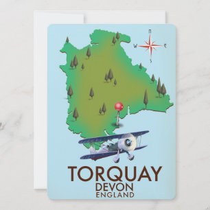 Torquay Devon Vintage map poster art.
