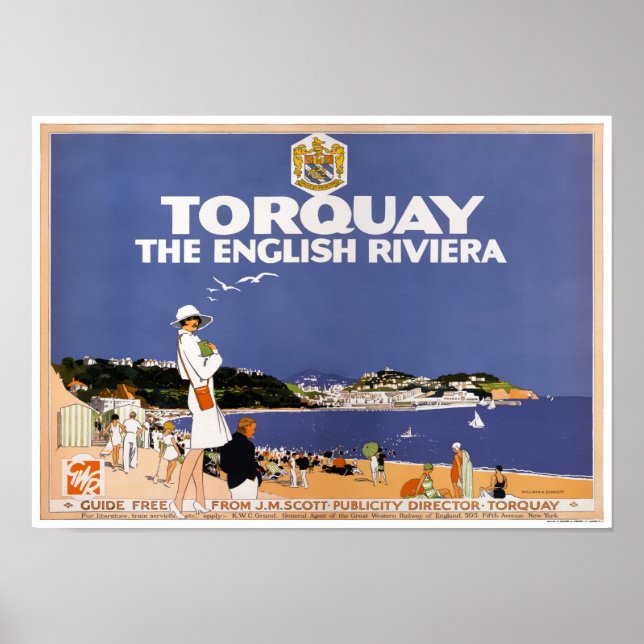 Torquay Vintage Travel Poster Restored (Front)