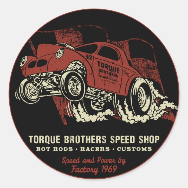 Torque Brothers TB018A Classic Round Sticker (Front)