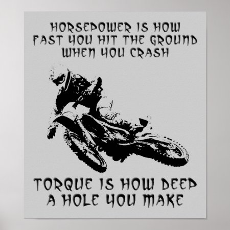 Torque Hole Dirt Bike Motocross Poster Sign Funny