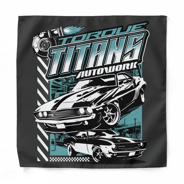TORQUE TITANS AUTOWORKS - USA LEGEND CARS BANDANA (Front)