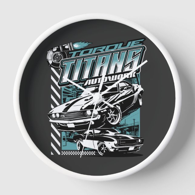 TORQUE TITANS AUTOWORKS - USA LEGEND CARS CLOCK (Front)