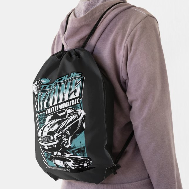 TORQUE TITANS AUTOWORKS - USA LEGEND CARS DRAWSTRING BAG (Insitu)