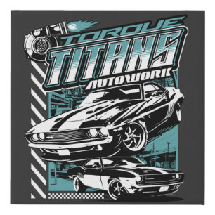 TORQUE TITANS AUTOWORKS - USA LEGEND CARS FAUX CANVAS PRINT