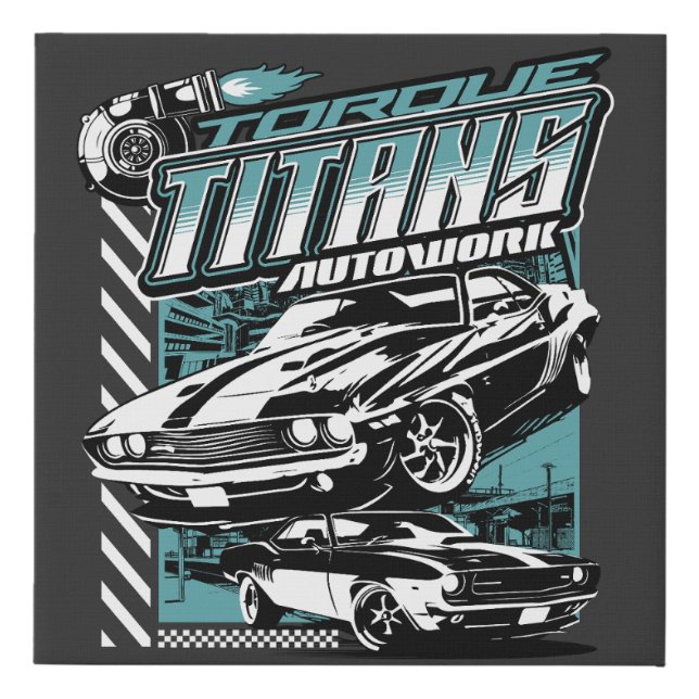 TORQUE TITANS AUTOWORKS - USA LEGEND CARS FAUX CANVAS PRINT (Front)