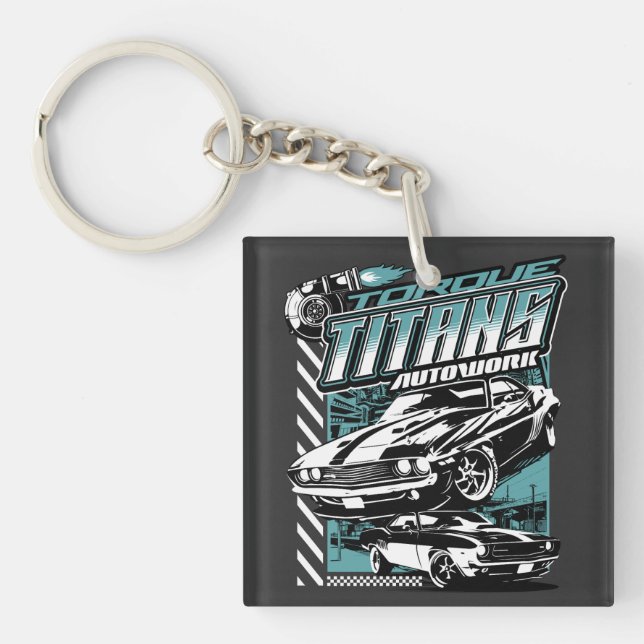 TORQUE TITANS AUTOWORKS - USA LEGEND CARS KEYCHAIN (Front)
