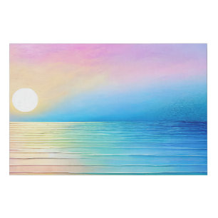 "Torranbay" Wide Pink and Blue Landscape Seascape Faux Canvas Print