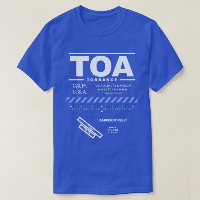 Torrance Airport - Zamperini Field TOA T-Shirt (Design Front)