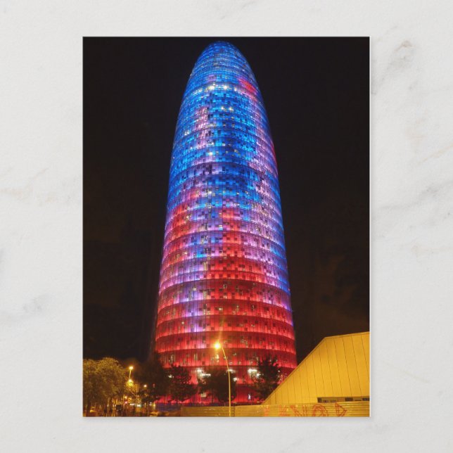 Torre Agbar at night, Barcelona Postcard (Front)