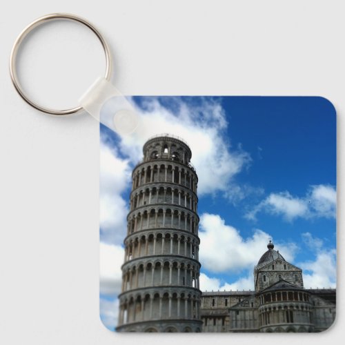 Torre di Pisa Tuscany with Beautiful Blue Sky Keychain