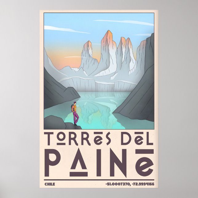 Torres Del Paine Art Print - Bold Graphic Mountain (Front)