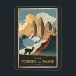 Torres del Paine Chile Illustration Travel Art Magnet<br><div class="desc">Torres Del Paine National Park vector art design. Torres del Paine National Park,  in Chile’s Patagonia region,  is known for its soaring mountains and bright blue icebergs.</div>