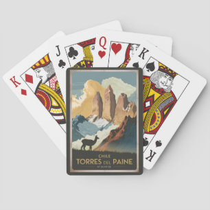 Torres del Paine Chile Illustration Travel Art Poker Cards