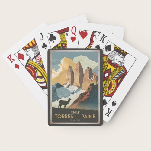Torres del Paine Chile Illustration Travel Art Poker Cards