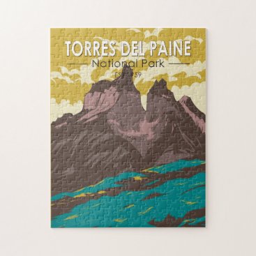 Torres del Paine National Park Chile Art Vintage Jigsaw Puzzle
