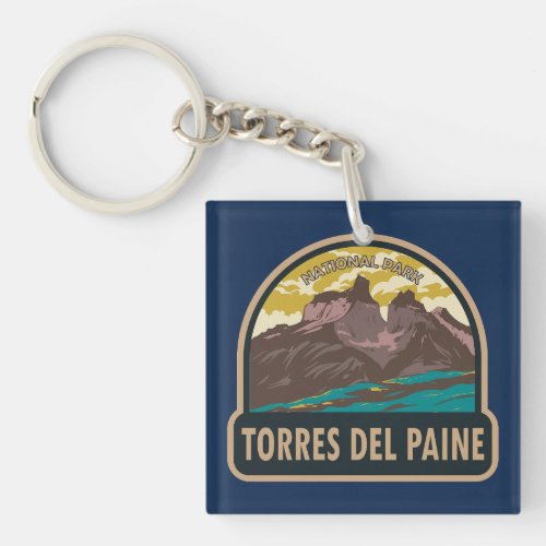 Torres del Paine National Park Chile Art Vintage Keychain