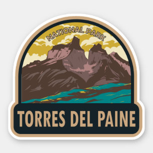 Torres del Paine National Park Chile Art Vintage Sticker