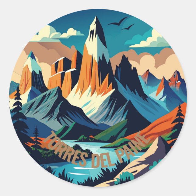 Torres del Paine National Park Chile Classic Round Sticker (Front)