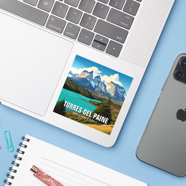Torres Del Paine National Park Chile Sticker (Laptop w/ iPhone)