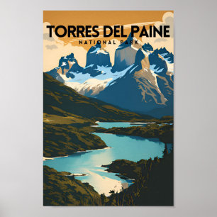 Torres Del Paine National Park Traditional Travel Poster
