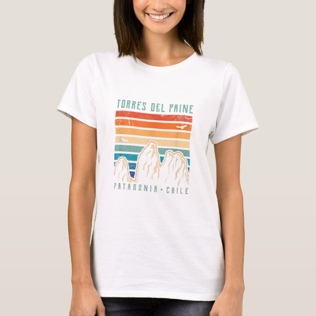 Torres del Paine T Shirt Retro Chile Mountain Hiki (Front)