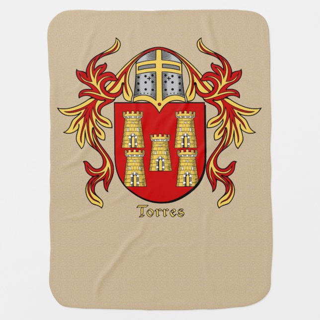 Torres Historical Heraldic Shield and Mantling Swaddle Blanket (Front)