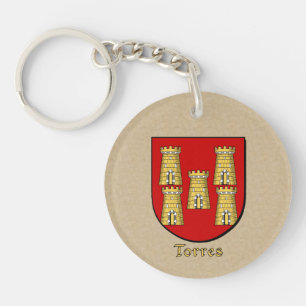 Torres Historical Shield and Spanish Flag Keychain
