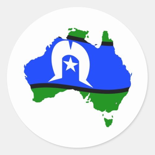 Torres Strait Islander Flag On Map Of Australia Classic Round Sticker