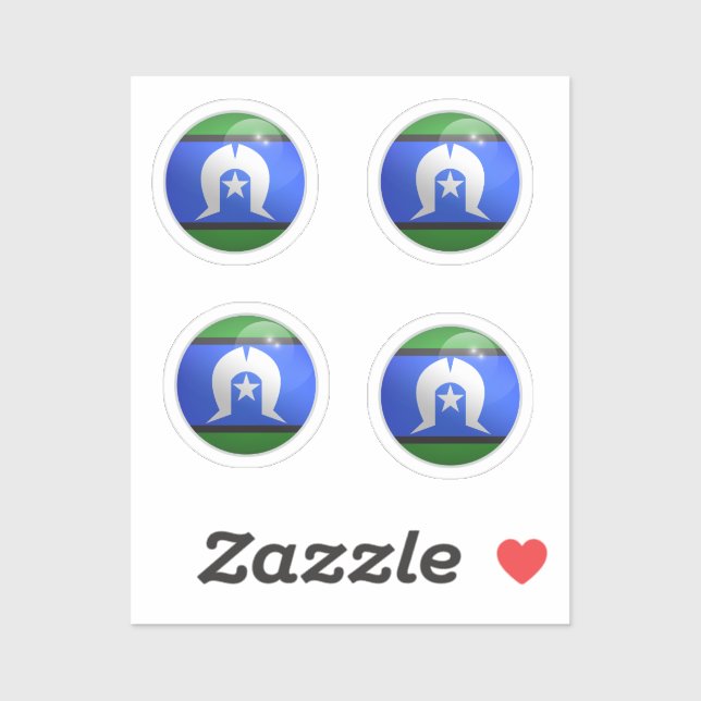 Torres Strait Islands Glossy Circle Flag Sticker (Sheet)